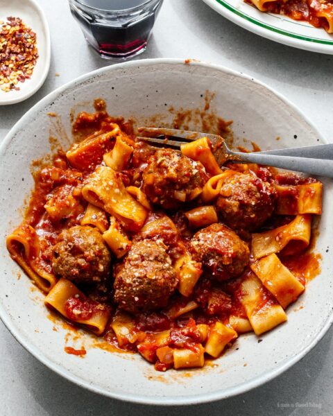 instant pot pasta and meatballs | www.iamafoodblog.com