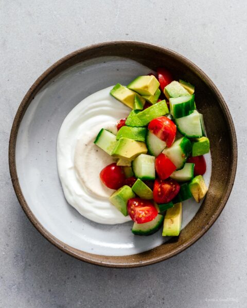 Jammy Eggs and Yogurt Breakfast Bowl Recipe | www.iamafoodblog.com